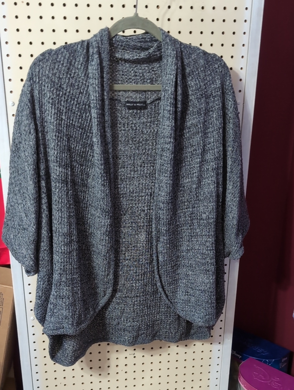 Nally & Millie Heather Charcoal Open Front Cardigan
